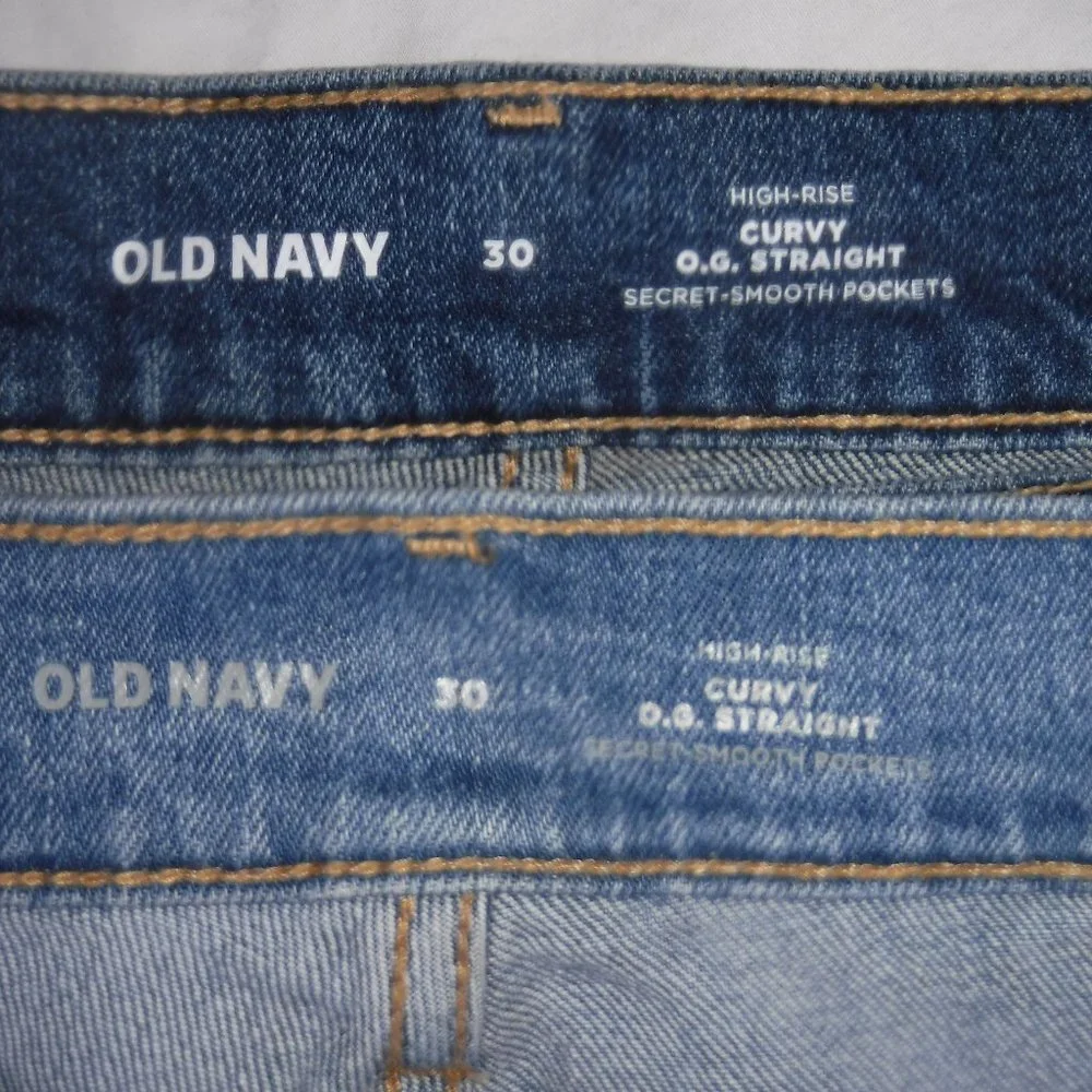 NWT Lot of 2 Old Navy High Rise Curvy OG Straight Distressed Jeans Plus sz 30